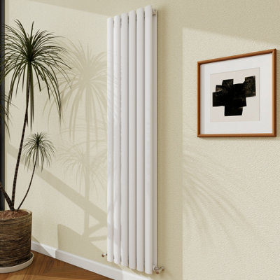 Probaty Bathrooms Radiator 1600X354mm White Vertical Double Oval Column Designer Central Heating Rad from B&Q