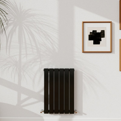 Probaty Bathrooms 600X408mm Black Horizontal Designer Radiator Single Panel Modern Central Heating Flat Panel Radiators from B&Q