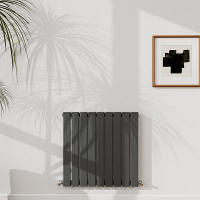 Probaty Bathrooms 600X612mm Anthracite Horizontal Designer Radiator Single Panel Modern Central Heating Flat Panel Radiators from B&Q