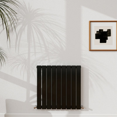 Probaty Bathrooms 600X612mm Black Horizontal Designer Radiator Single Panel Modern Central Heating Flat Panel Radiators from B&Q