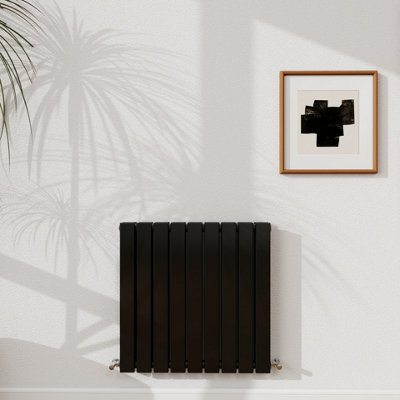Probaty Bathrooms 600X612mm Black Horizontal Designer Radiator Double Panel Modern Central Heating Flat Panel Radiators from B&Q