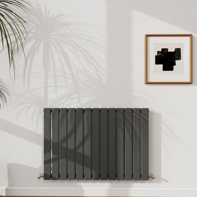 Probaty Bathrooms 600X884mm Anthracite Horizontal Designer Radiator Single Panel Modern Central Heating Flat Panel Radiators from B&Q