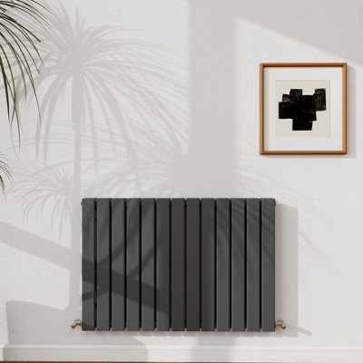 Probaty Bathrooms 600X884mm Anthracite Horizontal Designer Radiator Double Panel Modern Central Heating Flat Panel Radiators from B&Q