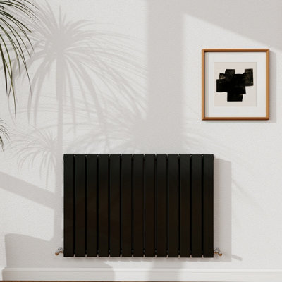 Probaty Bathrooms 600X884mm Black Horizontal Designer Radiator Double Panel Modern Central Heating Flat Panel Radiators from B&Q