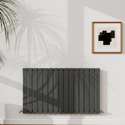 Probaty Bathrooms 600X1020mm Anthracite Horizontal Designer Radiator Single Panel Modern Central Heating Flat Panel Radiators from B&Q
