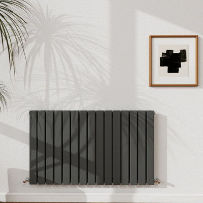 Probaty Bathrooms 600X1020mm Anthracite Horizontal Designer Radiator Double Panel Modern Central Heating Flat Panel Radiators from B&Q