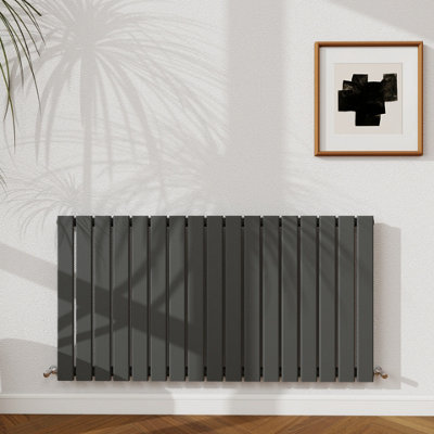 Probaty Bathrooms 600X1156mm Anthracite Horizontal Designer Radiator Single Panel Modern Central Heating Flat Panel Radiators from B&Q