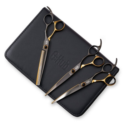 Groomers G:hub Noir 3 Piece Dog Grooming Scissor Set Stainless Steel Pet Grooming Shears from B&Q