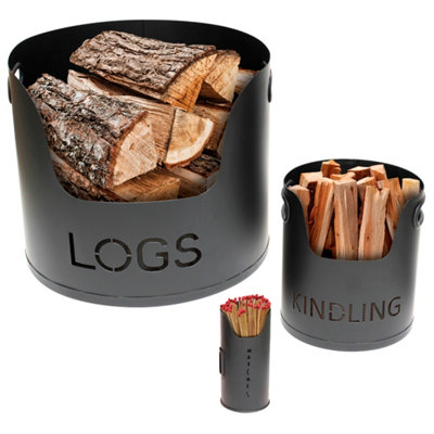 Valiant Fireside Storage Set Includes Log HolderKindling Storage And Match Tidy from B&Q