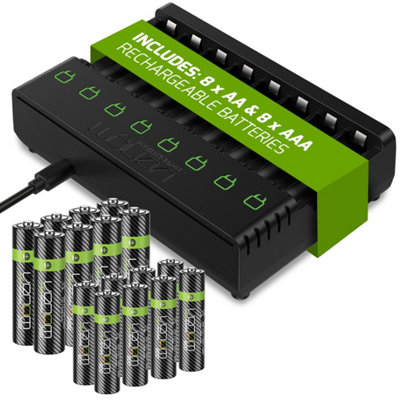 B&Q -  Rechargeable Batteries & Charging DockIncludes 8 X Aa 2100Mah + 8 X Aaa 800Mah Batteries