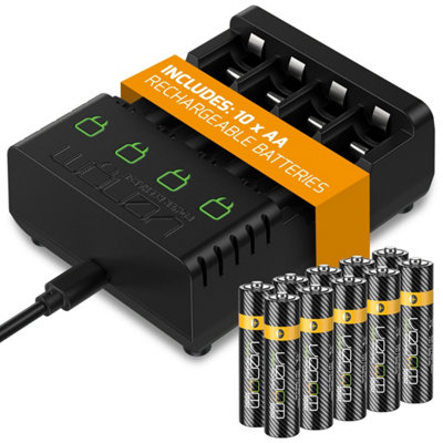 B&Q -  Battery Charging Dock Plus 10 X Rechargeable Aa Batteries
