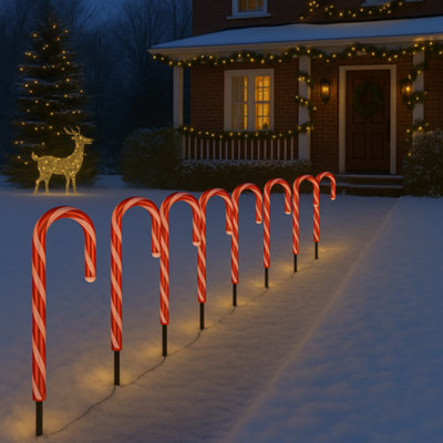 Valiant Fun Valiant Christmas Candy Canes Pathway Lights 8 Pack from B&Q