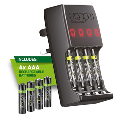 B&Q -  Pro Charge Plug In Wall Charger Battery Charger Plus 4 X Aaa Rechargeable Batteries