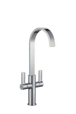 Westco Francis Jeroni Swept Spout Two Handle Chrome Mono Kitchen Mixer Tap from B&Q