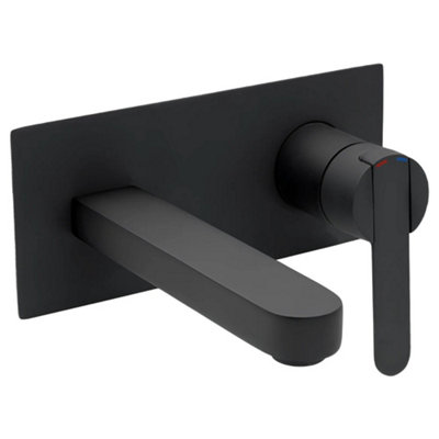 Francis Pegler Strata Wall Mounted Basin Mixer Tap Black Inc Click Waste from B&Q