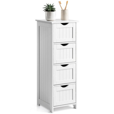 Christow Bathroom Drawer Cabinet Wood Storage Unit With 4 Deep Drawers White