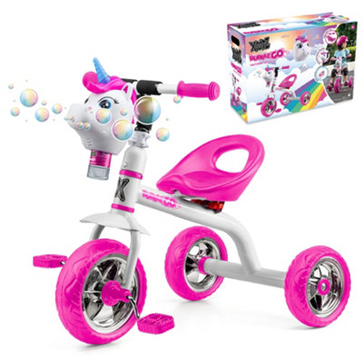 Xootz Bubble Go Unicorn Trike, Kids Trike for 3-year-old, Detachable Bubble Machine, Easy Clip Assembly - White - Image 8