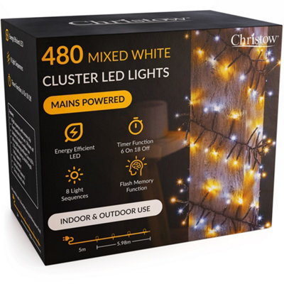 Christow Cluster Christmas Tree Lights Indoor Outdoor Timer 480/720/1000/2000/3000 Led from B&Q