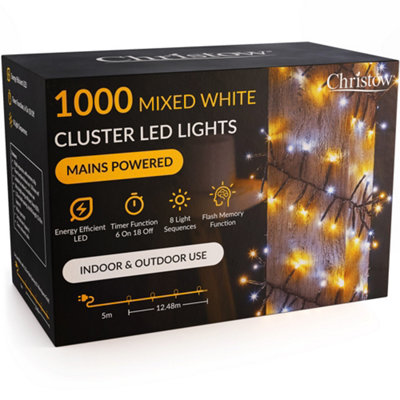 Christow Cluster Christmas Tree Lights Indoor Outdoor Timer 480/720/1000/2000/3000 Led from B&Q