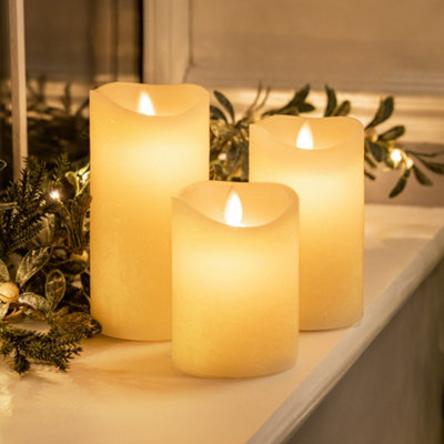 Christow Flameless Led Flickering Candles Set Of 3 from B&Q