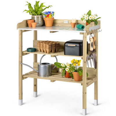 Christow Outdoor Wooden Garden Potting Table With Metal Shelves from B&Q