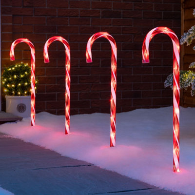 Christow Candy Cane Lights Large Led Christmas Pathway Decorations Mains X 4Red from B&Q