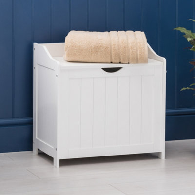 Christow White Wooden Bathroom Laundry Chest
