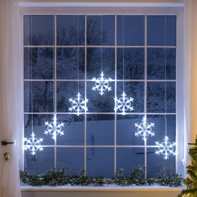 Christow White Christmas Led Snowflake Curtain Lights 1M B&Q