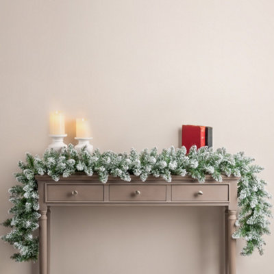 Christow Christmas Garland Flocked Snowy Artificial Pine Decoration from B&Q