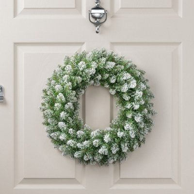 B&Q -  Christmas Artificial Frosted Green Wreath
