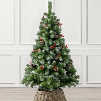 Christow Christmas Artificial Snowy Flocked Cone & Berry Tree from B&Q