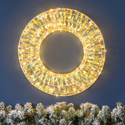 Christow Christmas Warm White Iridescent Led Wreath from B&Q