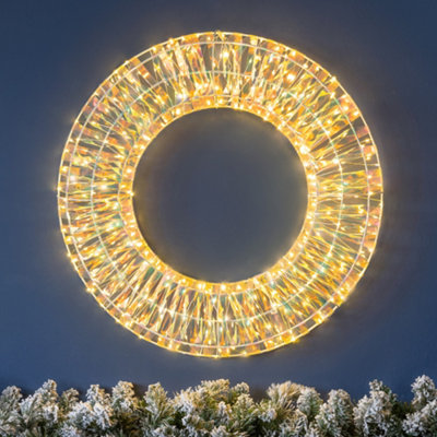 Christow Christmas Warm White Iridescent Led Wreath from B&Q