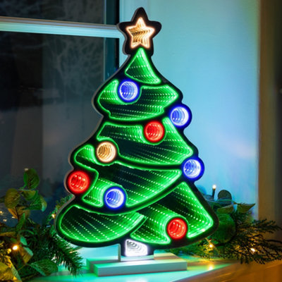 B&Q -  Christmas Led Santa Infinity Light With Wooden Base