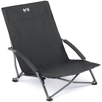 Trail Outdoor Leisure Low Beach Chair Folding Outdoor Camping Garden Festival Lightweight Lounger SeatBlack from B&Q