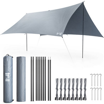 Trail Outdoor Leisure -Poled Tarp ShelterMultiple Set Tarp Shelter- 3M X 3MsGrey from B&Q