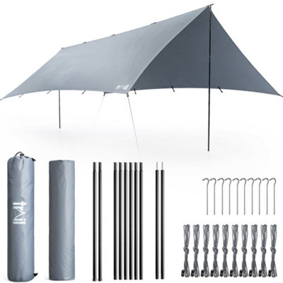 Trail Outdoor Leisure Poled Tarp Shelter Multiple Set Tarp Shelter- 3M X 4MsGrey from B&Q