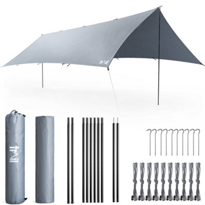Trail Outdoor Leisure Poled Tarp Shelter With Multiple Tarp Shelter- 3M X 5MsGrey from B&Q