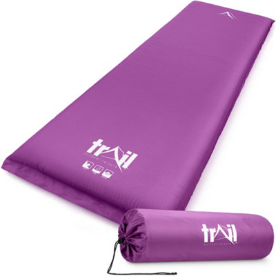 Trail Outdoor Leisure Single Self Inflate Mat - Purple 10Cm 186X65Cm