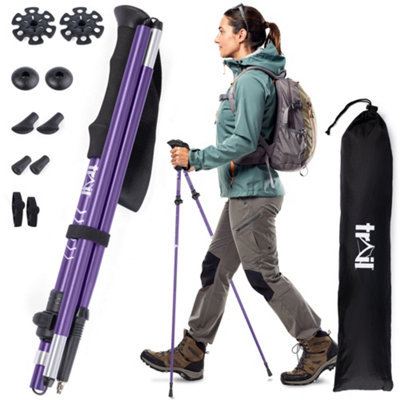 Trail Outdoor Leisure Unisex Purple Trail Z Folding Walking Poles 2 Pack Aluminium Hiking Trekking In - Image 3