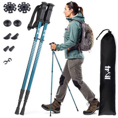 B&Q -  Walking Trekking & Hiking Twistlock Poles Teal