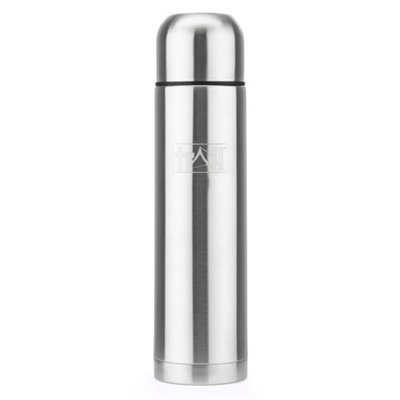 B&Q -  Thermal Vacuum Flask 1000Ml Silver 12Hrs Hot 24Hrs Cold