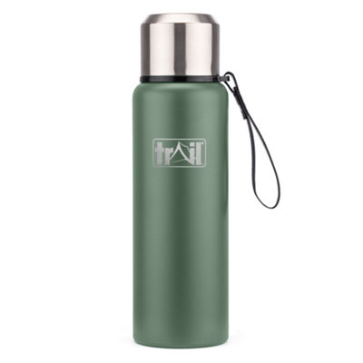 B&Q -  Thermal Vacuum Flask With Strap 1000Ml Sage 12Hrs Hot 24Hrs Cold