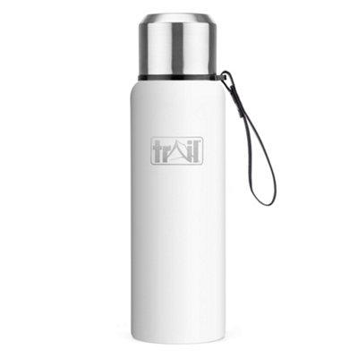 B&Q -  Thermal Vacuum Flask With Strap 1000Ml White 12Hrs Hot 24Hrs Cold