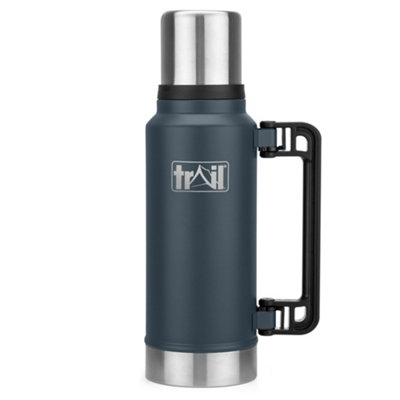 B&Q -  Thermal Vacuum Flask With Handle 1000Ml Dark Grey 12Hrs Hot 24Hrs Cold