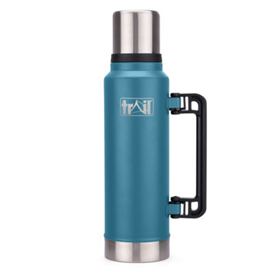 B&Q -  Thermal Vacuum Flask With Handle 1300Ml Teal 12Hrs Hot 24Hrs Cold