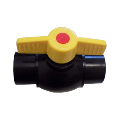 Aquacadabra Kockney Koi Ball Valve 43mm-50mm 1.5" Black Yellow Handle from B&Q