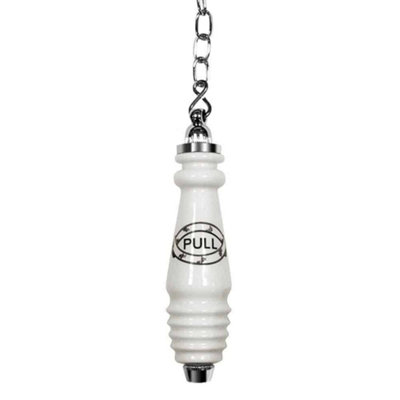 Traditional Ceramic & Chrome Toilet Chain Flush Pull For High Level Cisterns from B&Q