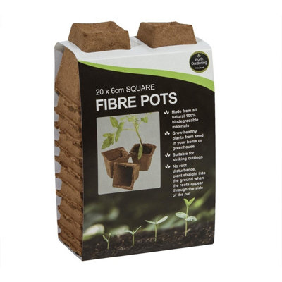 Garland Worth Gardening 20 X 6Cm Square Fibre Pots from B&Q