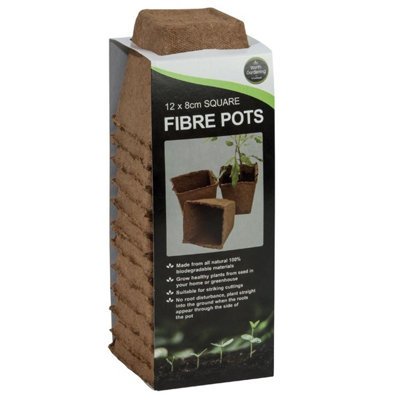 Garland Worth Gardening 12 X 8Cm Square Fibre Pots from B&Q